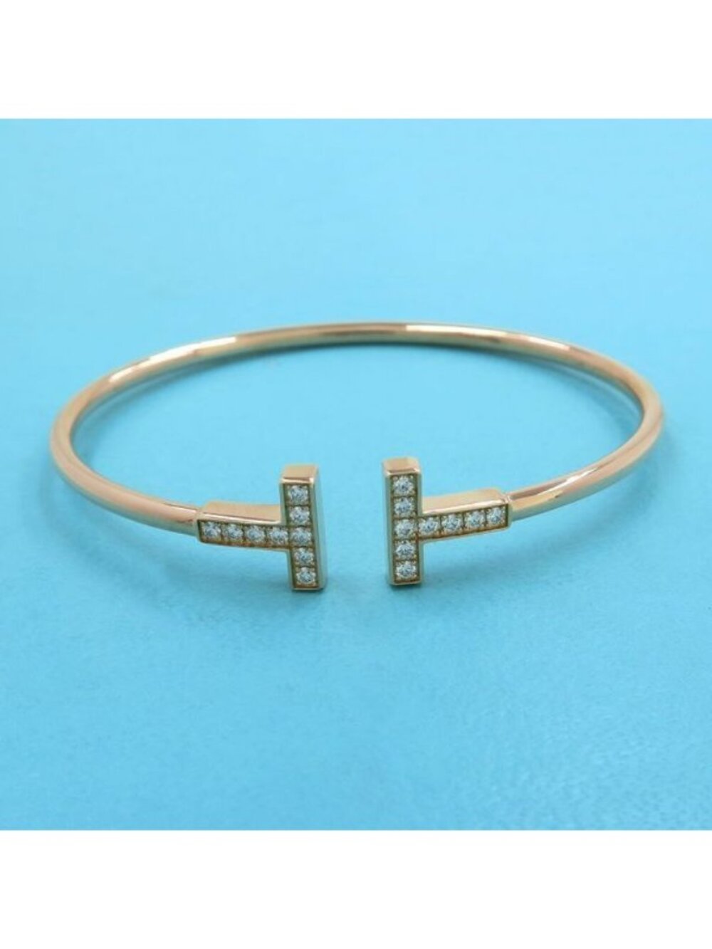 Tiffany & Co T Wire Diamond Bangle Bracelet